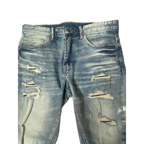Smoke Rise NWT Men's Slim Tapered Fit Jeans Denim Distressed High Rise 32/32 - Picture 2 of 7